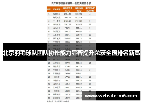 北京羽毛球队团队协作能力显著提升荣获全国排名新高